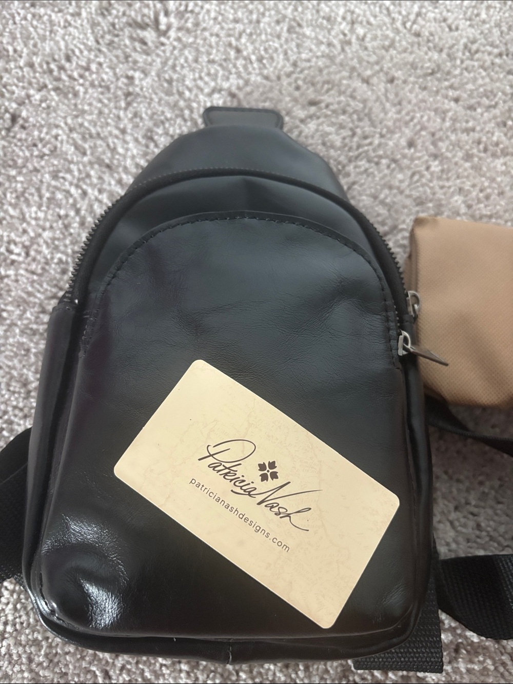 Patricia Nash Louetta Small Leather Sling Bag Black Crossbody Backpack Purse - Picture 6 of 9